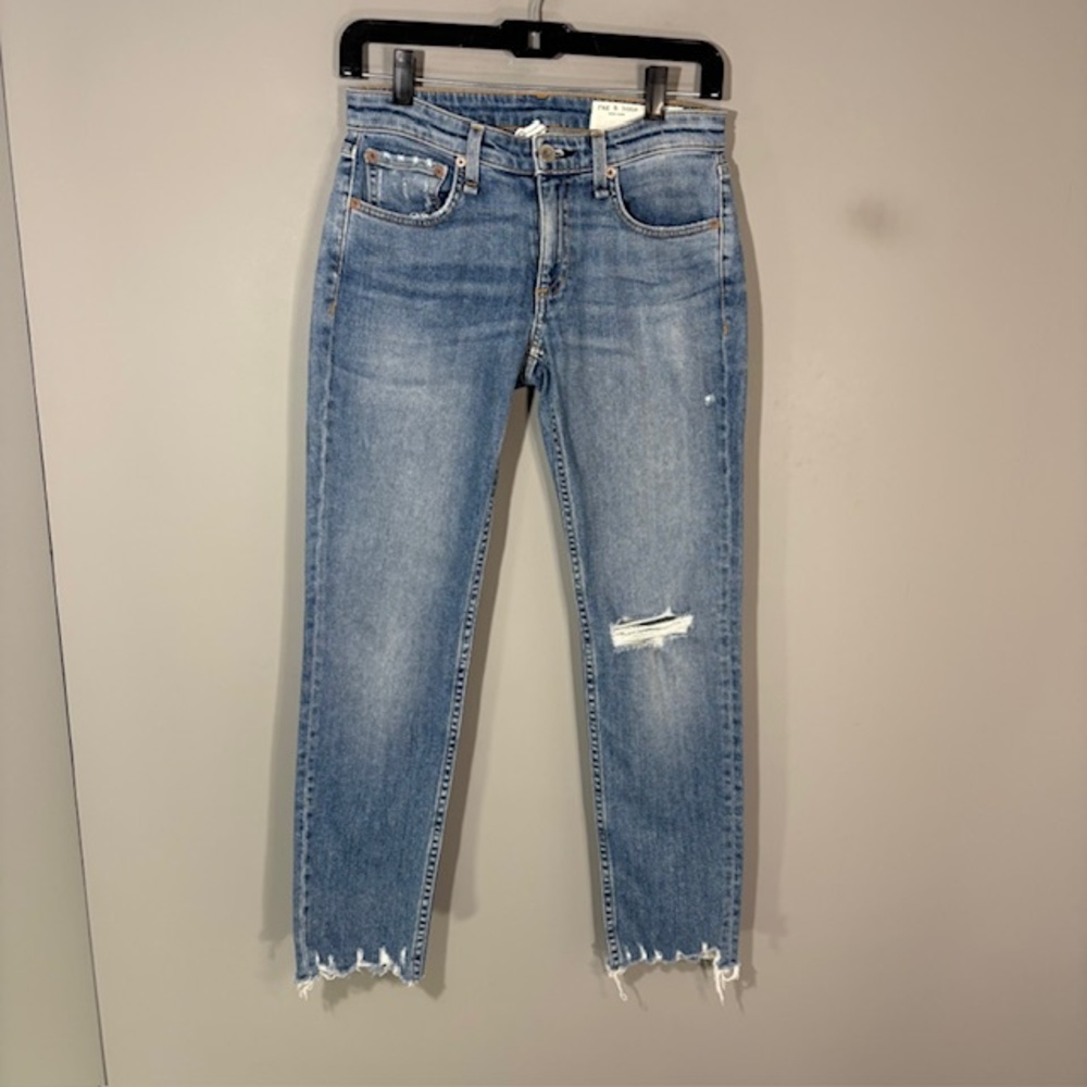Rag & Bone Dre Low Rise Boyfriend Jeans Womens 23 Light Wash Distressed Denim